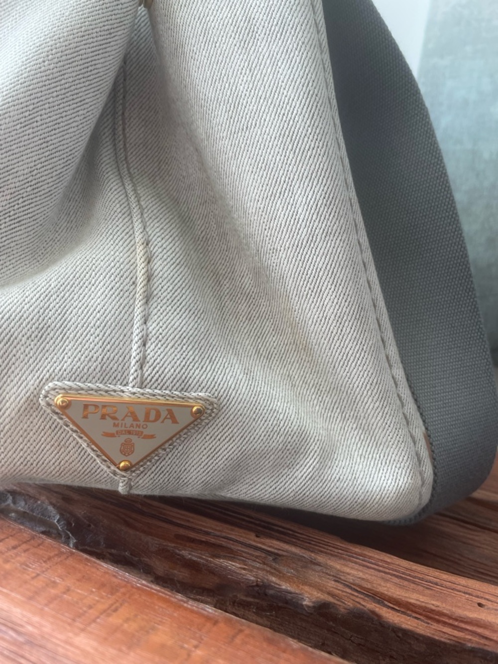 PRADA Gray Canvas Tote with Original Shoulder Strap - Picture 3 of 14